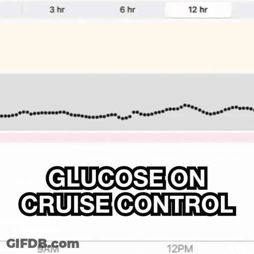 A Man On A Surfboard With The Words Glucose On Cruise Control GIF