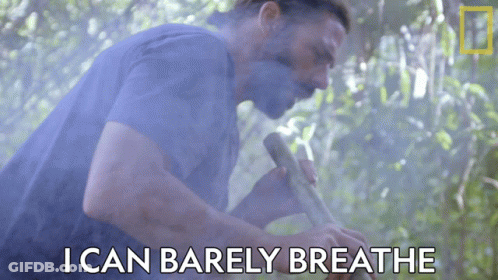A Man Playing A Flute With The Words I Can Barely Breathe Behind Him GIF