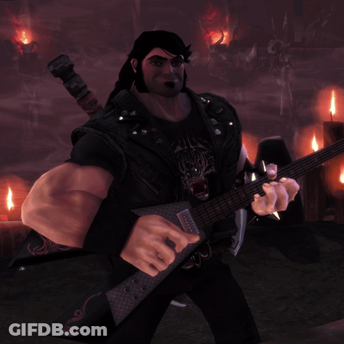 A Man Playing A Guitar In A Video Game GIF