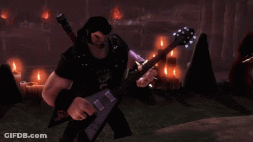 A Man Playing A Guitar In A Video Game With A Grim Reaper Behind Him GIF