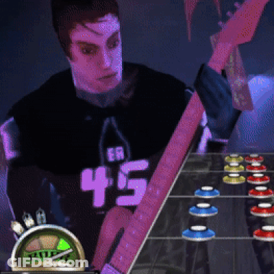 A Man Playing A Guitar In A Video Game With The Number 45 On His Shirt GIF