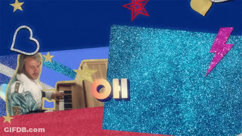 A Man Playing A Piano In A Collage With The Word Oh GIF