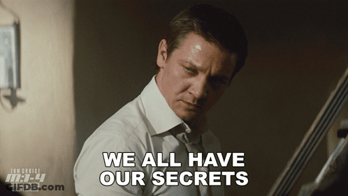 A Man Playing A Piano With The Words We All Have Our Secrets Below Him GIF