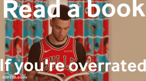 A Man Reading A Book With The Words Read A Book If You 'Re Overrated GIF