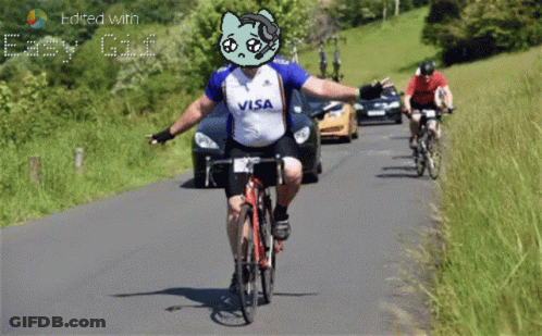 A Man Riding A Bike Wearing A Visa Jersey GIF