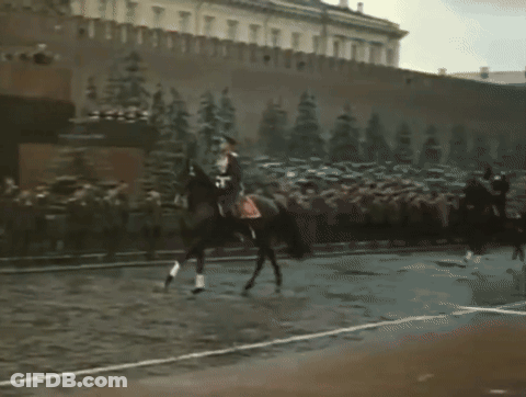 A Man Riding A Horse In Front Of A Large Crowd GIF