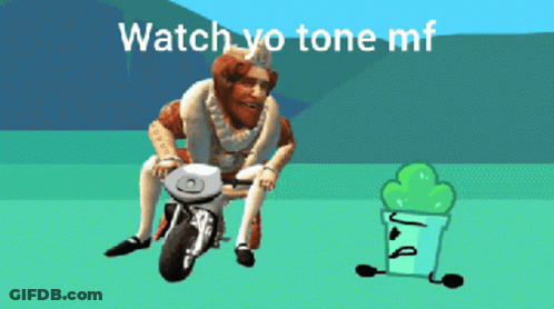 A Man Riding A Motorcycle With The Words Watch Yo Tone Mf On The Bottom GIF