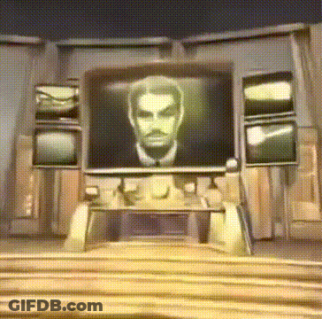 A Man 'S Face Is Displayed On A Television Screen Surrounded By Other Televisions GIF