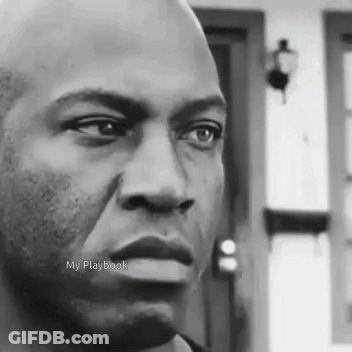 A Man 'S Face Is Shown In A Black And White Photo With The Words My Playbook Below It GIF