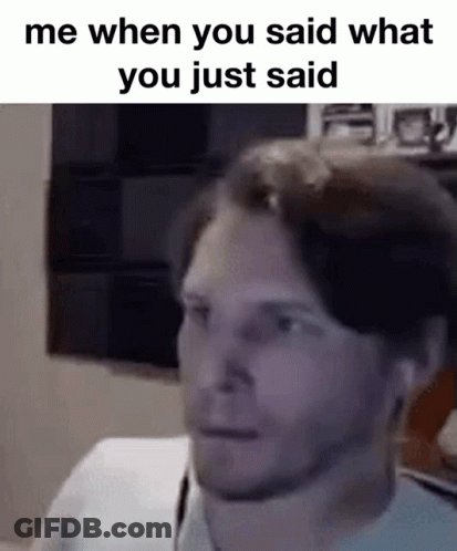 A Man 'S Face Is Shown In A Meme That Says Me When You Said What You Just Said . GIF