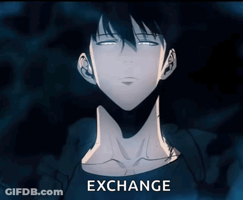A Man 'S Face Is Shown With The Words Exchange Below It GIF