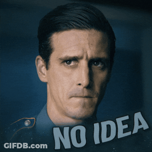 A Man 'S Face Is Shown With The Words " No Idea " Below It GIF