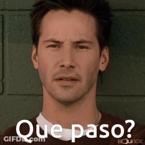 A Man 'S Face Is Shown With The Words Que Paso Written Below Him GIF