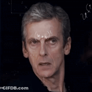 A Man 'S Face Is Surrounded By Mathematical Symbols Including A Triangle And A Fraction GIF