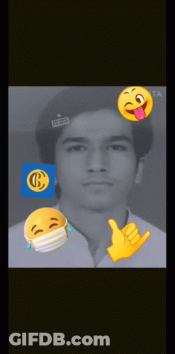 A Man 'S Face Is Surrounded By Smiley Faces And A Thumbs Up GIF