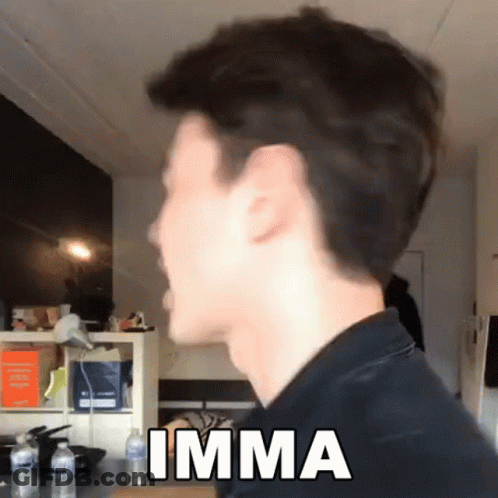 A Man 'S Head Is Shown With The Word Imma Written On It GIF