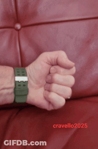A Man 'S Wrist With A Green Watch And The Year 2025 On It GIF