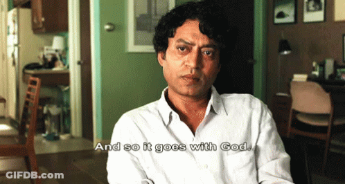A Man Says " And So It Goes With God " In A Room GIF