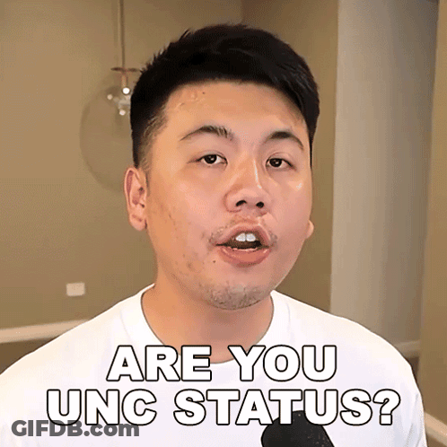 A Man Says " Are You Unc Status " In A White Shirt GIF