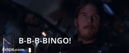 Man Saying B-B-B-Bingo In Front Of Dark Background GIF