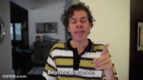 A Man Says Beyonce Is Smart In A Striped Shirt GIF