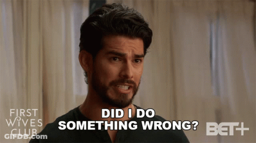 A Man Says " Did I Do Something Wrong " In Front Of A Bet + Logo GIF