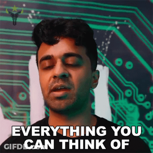 A Man Says Everything You Can Think Of In Front Of A Circuit Board Background GIF