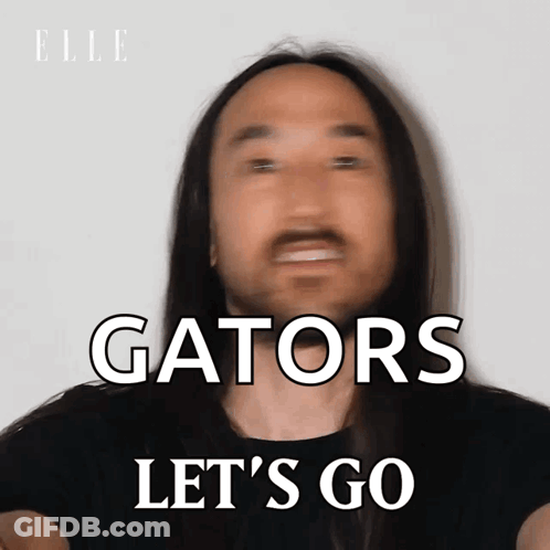 A Man Says Gators Let 'S Go In Front Of A White Background GIF