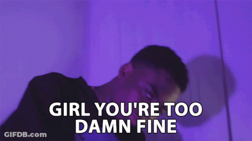 A Man Says Girl You 'Re Too Damn Fine In Front Of A Purple Background GIF