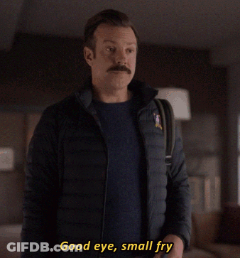 A Man Says Good Eye Small Fry In A Dark Room GIF