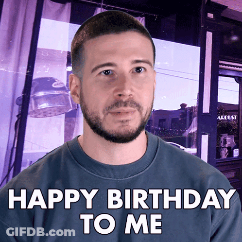 A Man Says Happy Birthday To Me In Front Of A Store GIF