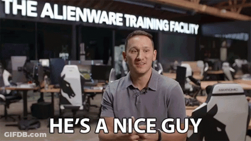 A Man Says He 'S A Nice Guy In Front Of A Training Facility GIF
