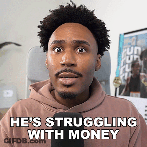 A Man Says He 'S Struggling With Money In Front Of A Camera GIF