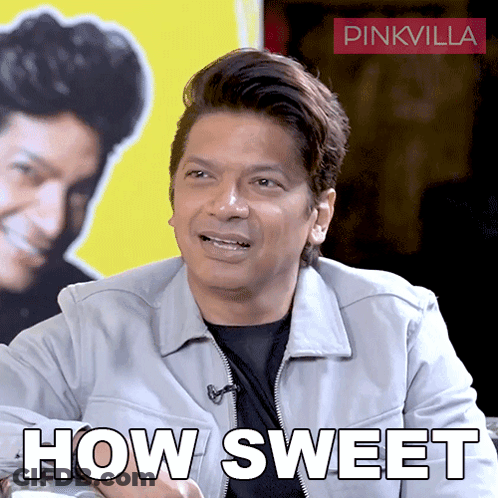 A Man Says How Sweet In Front Of A Pinkvilla Poster GIF