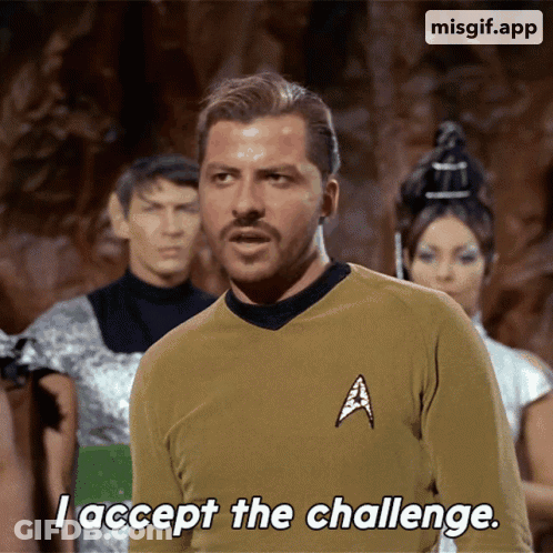 A Man Says I Accept The Challenge In Front Of A Group Of People GIF