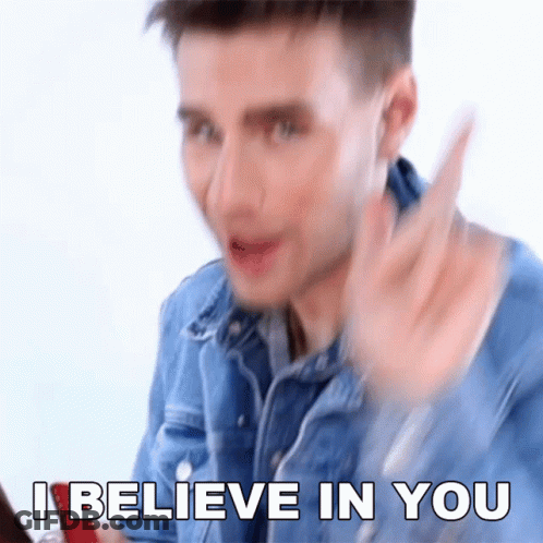 A Man Says I Believe In You With His Hand GIF