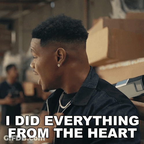 A Man Says " I Did Everything From The Heart " In A Warehouse GIF