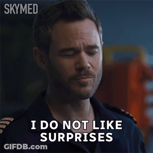 A Man Says " I Do Not Like Surprises " In A Skymed Advertisement GIF