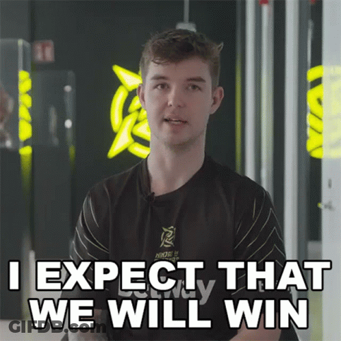 A Man Says " I Expect That We Will Win " While Wearing A Black Shirt GIF