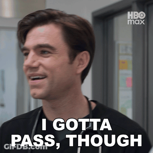 A Man Says " I Gotta Pass Though " In Front Of A Hbo Max Logo GIF