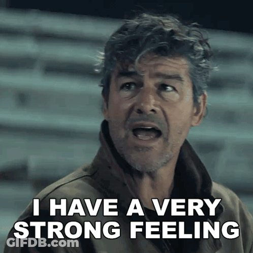 A Man Says " I Have A Very Strong Feeling " In Front Of A Stadium GIF