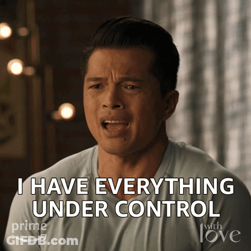 A Man Says " I Have Everything Under Control " In Front Of An Amazon Logo GIF