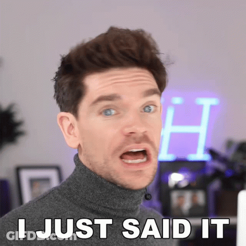 A Man Says I Just Said It In Front Of A Neon Letter H GIF