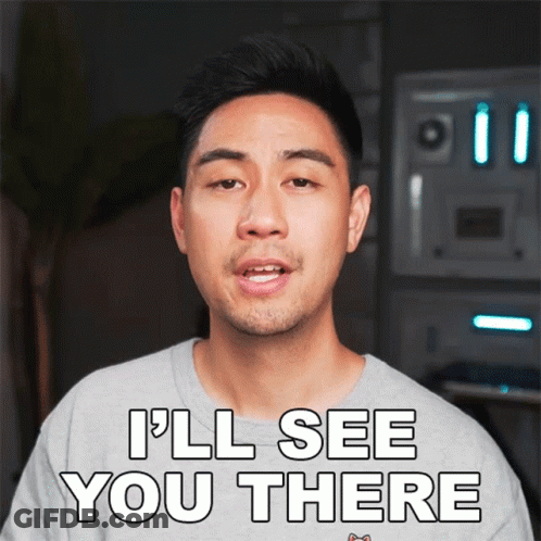 A Man Says " I 'Ll See You There " In A Gray Shirt GIF