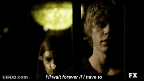 A Man Says I 'Ll Wait Forever If I Have To While Standing Next To A Woman GIF