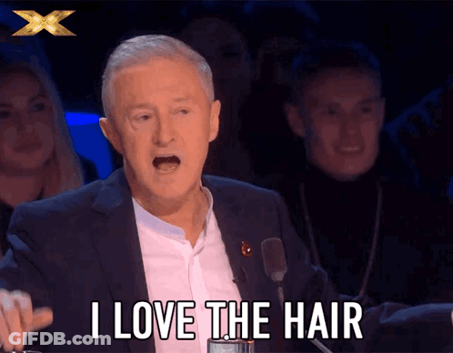 A Man Says I Love The Hair In Front Of A Crowd GIF