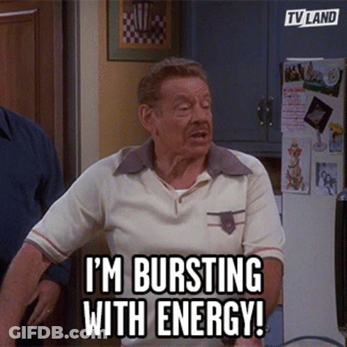 A Man Says I 'M Bursting With Energy In Front Of A Tv Land Logo GIF