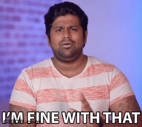 Man Saying I'm Fine With That In Blue Background GIF