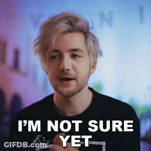 A Man Says I 'M Not Sure Yet In A Black Shirt GIF