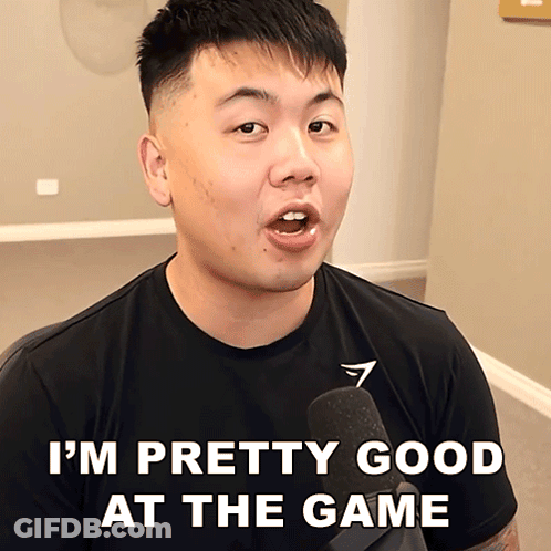 A Man Says I 'M Pretty Good At The Game In A Black Shirt GIF